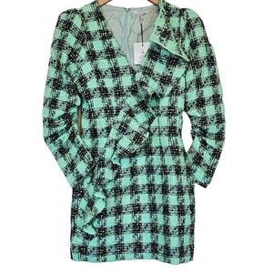 Atoir “Leave Me Be” Aspen Green Dress | Plaid Tweed Mini‎ Dress, Size XS/6